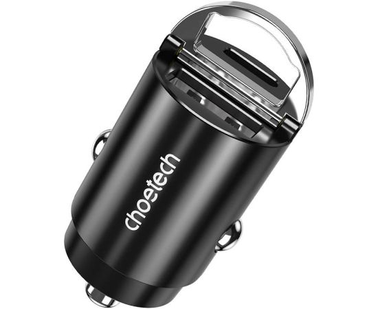 Car Charger Choetech TC0006 1x USB-A, 1x USB-C 30W PD 3.0 (black)