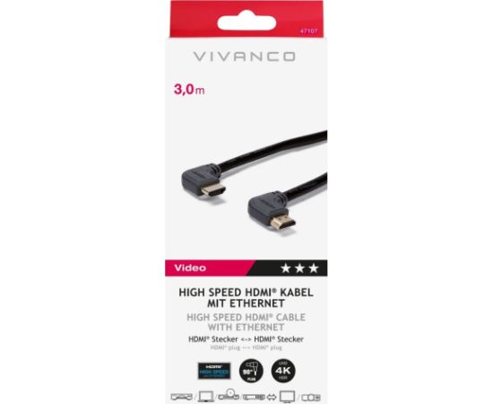 Vivanco cable HDMI - HDMI 3m angeled (47107)