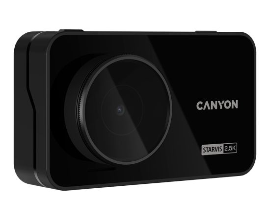 Canyon DVR25GPS, 3.0'' IPS (640x360), touch screen, WQHD 2.5K 2560x1440@60fps, NTK96670, 5 MP CMOS Sony Starvis IMX335 image sensor, 5 MP camera, 140° Viewing Angle, Wi-Fi, GPS, Video camera database, USB Type-C, Supercapacitor