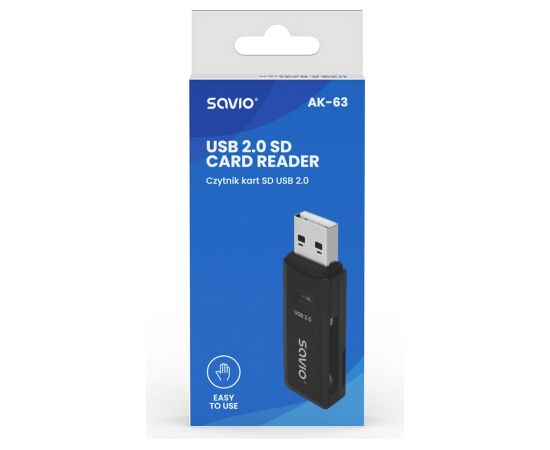 SAVIO SD card reader, USB 2.0, AK-63