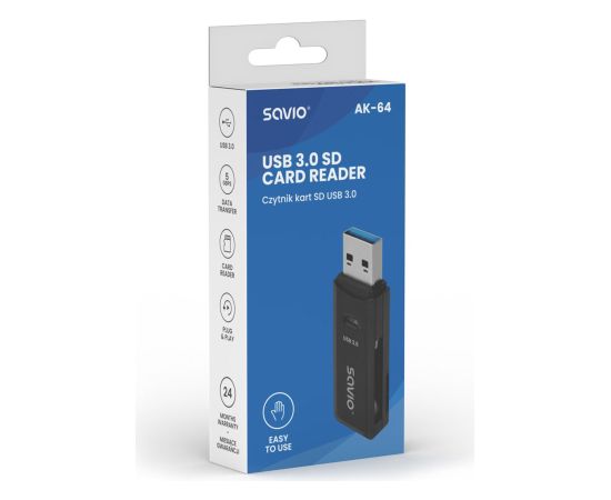 SAVIO SD card reader, USB 3.0, AK-64