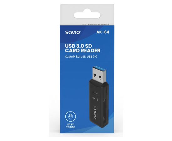 SAVIO SD card reader, USB 3.0, AK-64