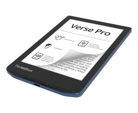 E-Reader POCKETBOOK Verse Pro 6" 1072x1448 1xUSB-C Wireless LAN Bluetooth Azure PB634-A-WW