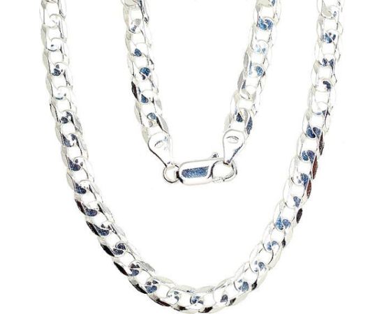 Sudraba ķēdīte Kartjē 5.9 mm, dimantu apstrādājums #2400082, Sudrabs 925°, garums: 50 cm, 22.3 gr. Viriešiem