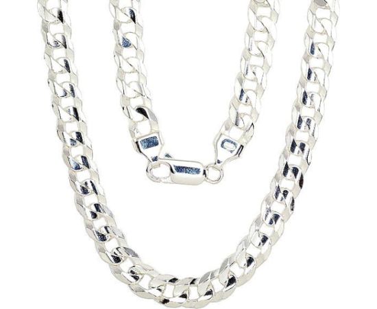 Sudraba ķēdīte Kartjē 6.9 mm, dimantu apstrādājums #2400063, Sudrabs 925°, garums: 24 cm, 14.9 gr. Viriešiem