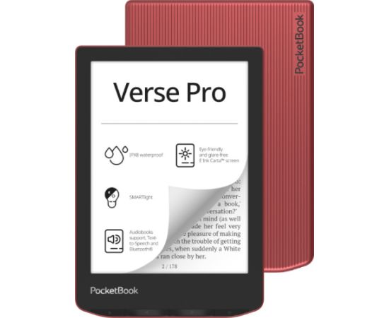 PocketBook e-reader Verse Pro 6" 16GB,Multi-touchscreen, passion red ,Wlan ,Bluetooth