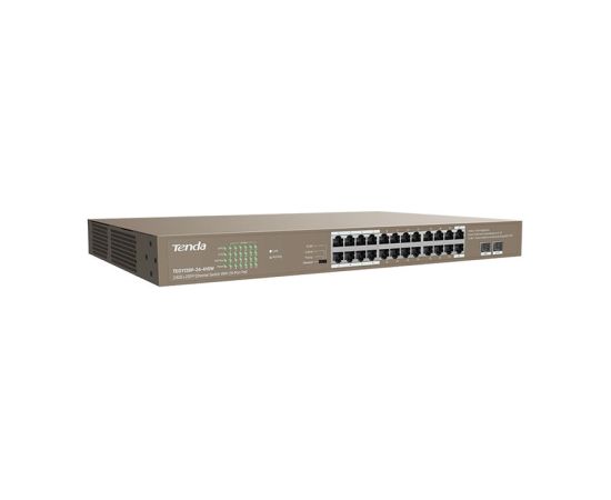 Tenda TEG1126P-24-410W network switch Unmanaged Gigabit Ethernet (10/100/1000) Power over Ethernet (PoE) 1U Brown