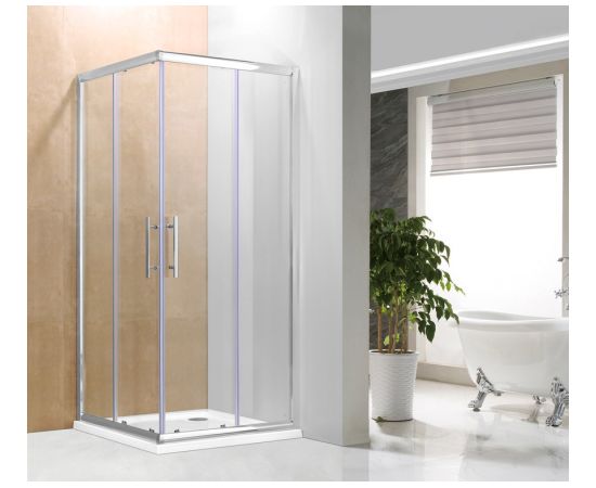 Dušas stūris Vento Firenze kvadrāts, 80*80*195, stikls 6mm Easy Clean,  hromēts profils, bez paliktņa