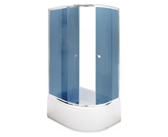 Dušas stūris Gotland Eko 100x80x195 cm, pelēks stikls, dziļais (40cm) paliktnis, hromēts profils, bez sifona, kreisais izpildījums