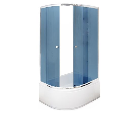 Dušas stūris Gotland Eko100x80x195 cm, pelēks stikls 4mm, dziļais (40cm) paliktnis,  hromēts  profils, bez sifona,labais izpildījums