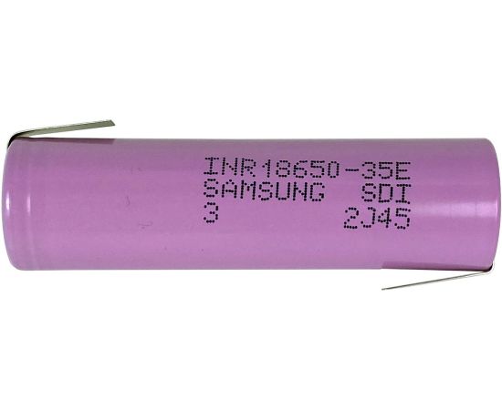 Uzlādējams akumulators 18650 3.6V 3450mAh 8A Li-ion ar lodēšanas spailēm INR18650 35E SAMSUNG