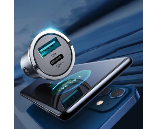 Joyroom C-A35 45 Вт Мини 2-портовое быстрое автомобильное зарядное устройство с кольцевой тягой Потускнение