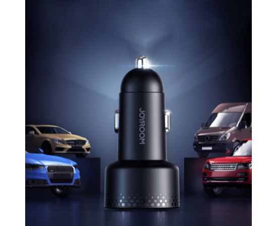 Car charger with voltmeter 53W (USB C, USB) Joyroom JR-CCD01 black