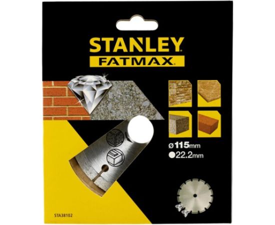 Dimanta segmentu diski sausajai un slapjajai griešanai Stanley STA38102-XJ; 115x22,23 mm