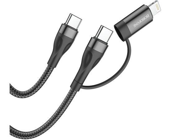 OEM Borofone Cable BX61 Source 2 in 1 - Type C to Type C + Lightning - PD 20W|60W 3A 1 metre black