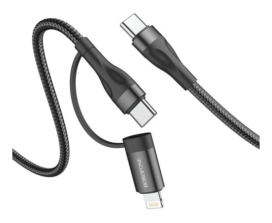 OEM Borofone Cable BX61 Source 2 in 1 - Type C to Type C + Lightning - PD 20W|60W 3A 1 metre black