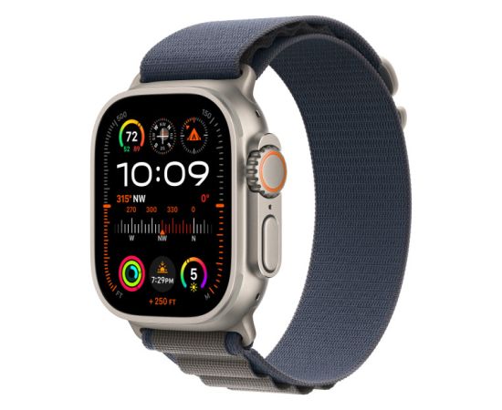 Apple Watch Ultra 2 GPS + Cellular, 49mm Titanium Case with Blue Alpine Loop - Small