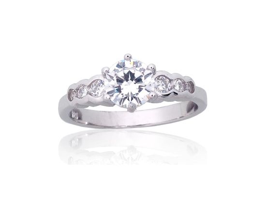 Серебряное кольцо #2101853(PRh-Gr)_CZ, Серебро 925°, родий (покрытие), Цирконы, Размер: 15.5, 2.7 гр.