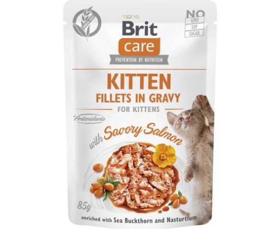 BRIT Care Cat Kitten Savory Salmon Pouch - wet cat food - 85 g