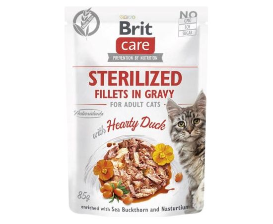 BRIT Care Cat Sterilized Hearty Duck Pouch - wet cat food - 85 g