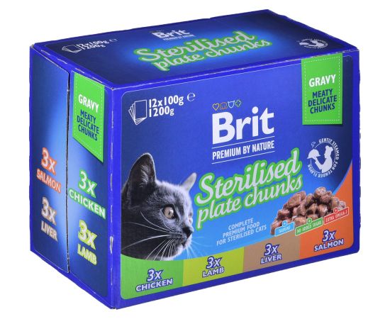 BRIT Premium Cat Sterilised Plate - wet cat food - 12x100g