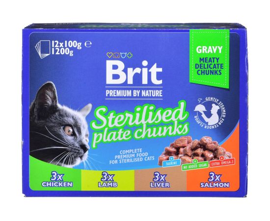 BRIT Premium Cat Sterilised Plate - wet cat food - 12x100g