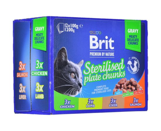 BRIT Premium Cat Sterilised Plate - wet cat food - 12x100g