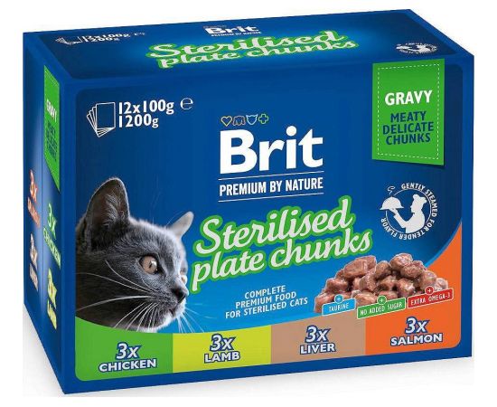 BRIT Premium Cat Sterilised Plate - wet cat food - 12x100g