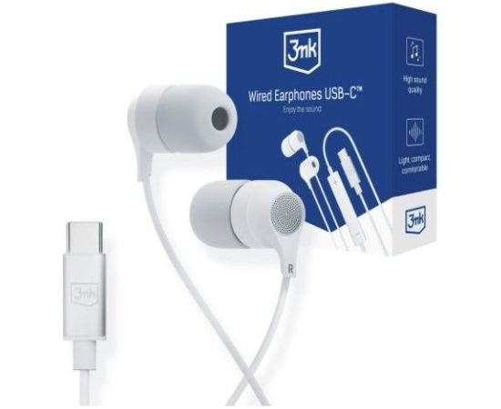 3MK Wired Earphones USB-C  White