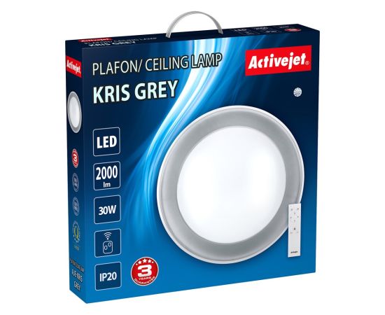 Modern LED dimmable ceiling plafond Activejet LED KRIS Grey wireless control by remote