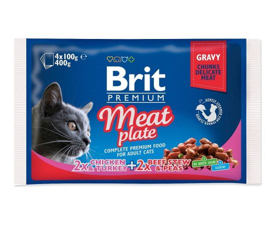 BRIT Premium Cat Meat Plate - wet cat food - 4x100g