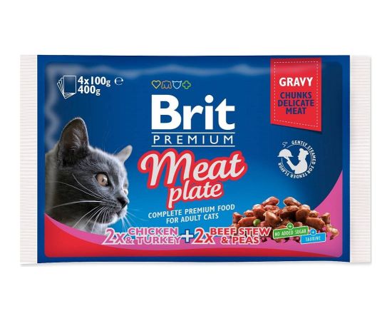 BRIT Premium Cat Meat Plate - wet cat food - 4x100g