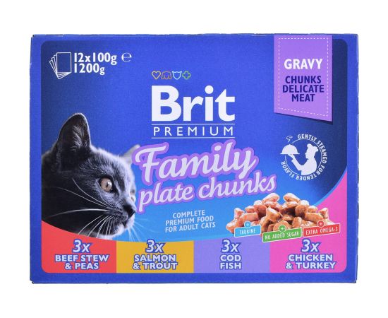 BRIT Cat Pouches Family Plate - wet cat food - 12 x 100g