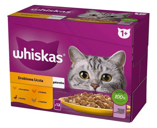 WHISKAS sachet jelly poultry, duck, turkey, chicken - wet cat food - 12x85 g