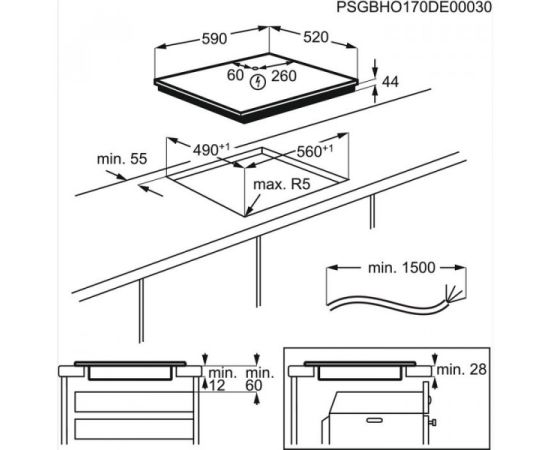 ELECTROLUX EIV634 indukcijas plīts virsma 59cm Hob2Hood