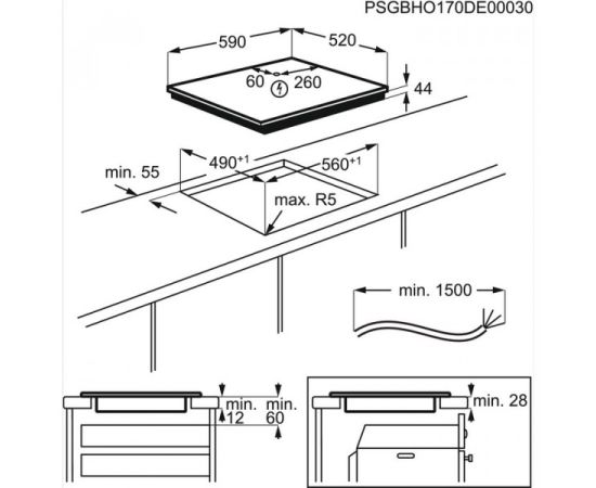 ELECTROLUX LIV63431BK indukcijas plīts virsma Bridge 60cm Hob2Hood