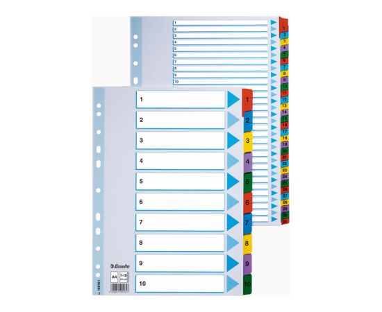 Sadalītājs dokumentiem Esselte A4, 1-12 kartona ar krāsainiem cipariem