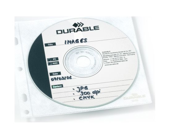 Kabatas CD/DVD diskiem DURABLE, caurspīdīgs, 10 gab./iepak.