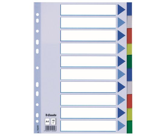 Sadalītājs dokumentiem Esselte, A4 formāts, 1-10 krāsains, plastikāta