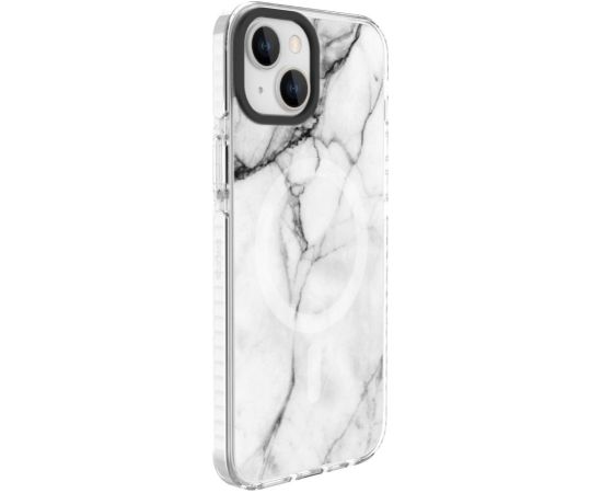 Evelatus iPhone 15 Plus PC+TPU With MagSafe Customized Print Apple Marble White