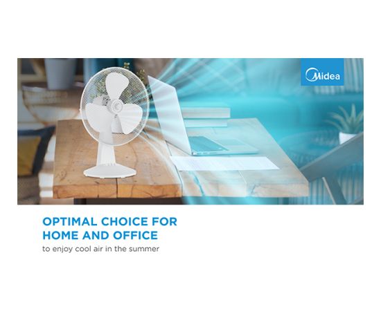 Midea Table fan, 40W, 40cm, 3 speeds, mechanical, noise level: 50-60 dB, Oscillation  80°, Tilting +24° -12° Ventilatori