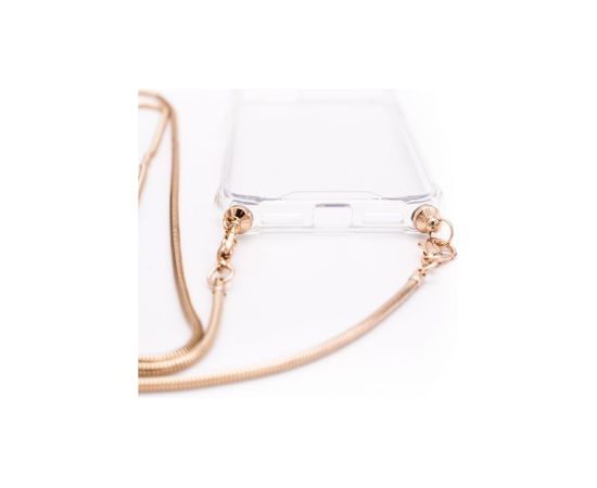 Evelatus Galaxy A10 Silicone Transparent with Necklace TPU Strap Samsung Gold