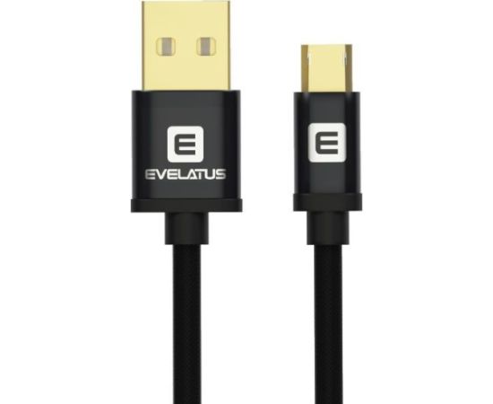 Evelatus Data cable Micro USB EDC02 dual side gold plated connectors  Black