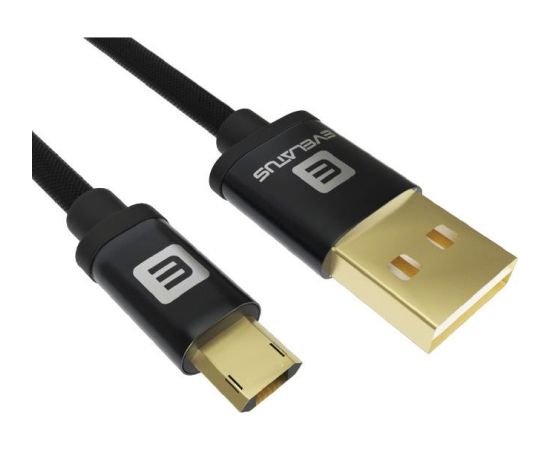 Evelatus Data cable Micro USB EDC02 dual side gold plated connectors  Black