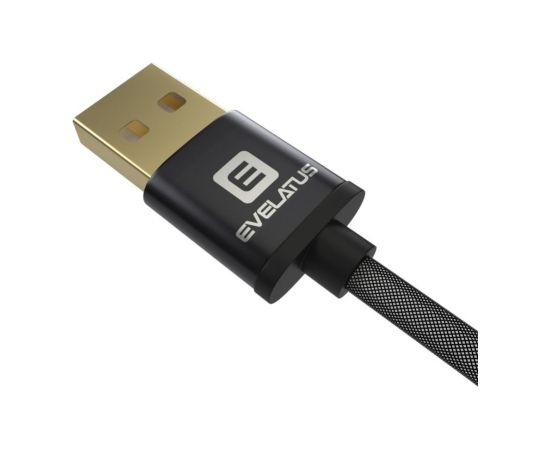 Evelatus Data cable Micro USB EDC02 dual side gold plated connectors  Black