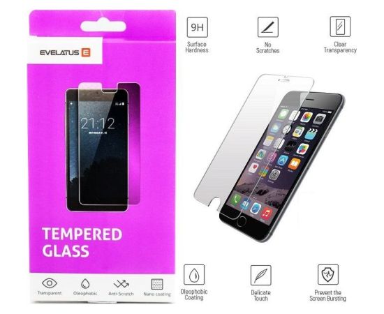 Evelatus iPhone 6/6S/7/8/SE 2020 0.33 Flat Clear Glass Japan Glue Anti-Static Apple