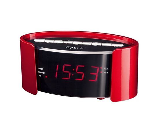 ClipSonic PLL FM alarm clock  AR306R Red, Alarm function,