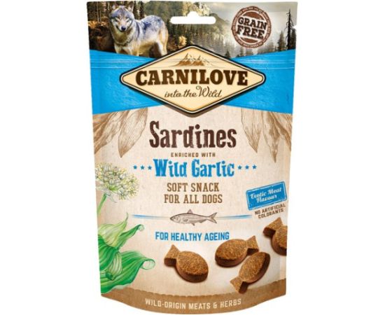 CARNILOVE Semi Moist Snack Sardines Enriched With Wild Garlic - Dog treat with sardines and garlic - 200 g