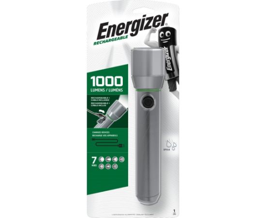 Energizer Metal Vision HD Rechargeable LED Handheld Flashlight 1000 LM, USB charging