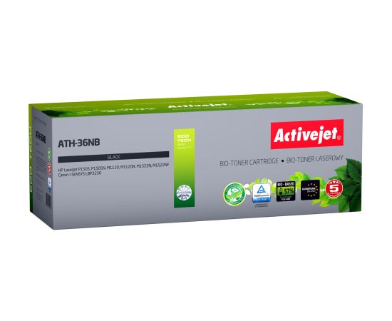 BIO Activejet ATH-36NB toner for HP, Canon printers, Replacement HP 36A CB436A, Canon CRG-713; Supreme; 2000 pages; black. ECO Toner.